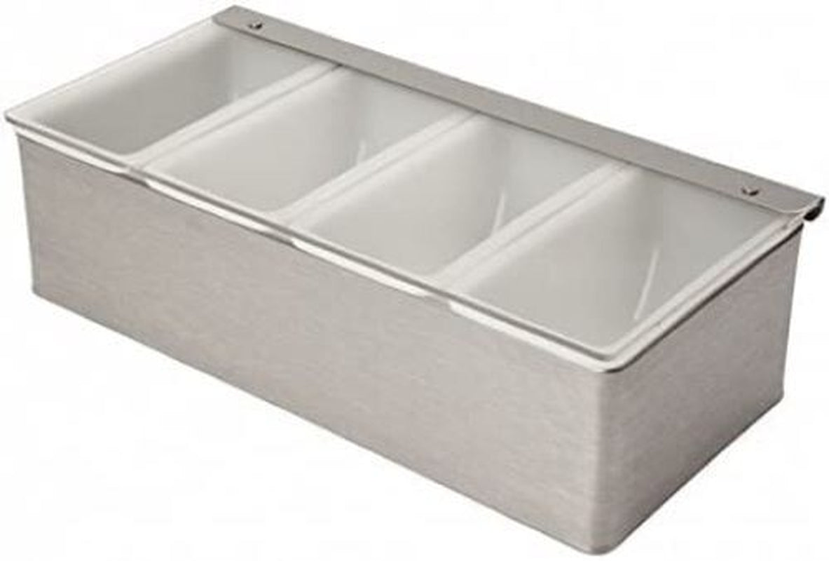 4 Compartment Stainless Steel Condiment Dispenser Bar Pub Condiment Holder