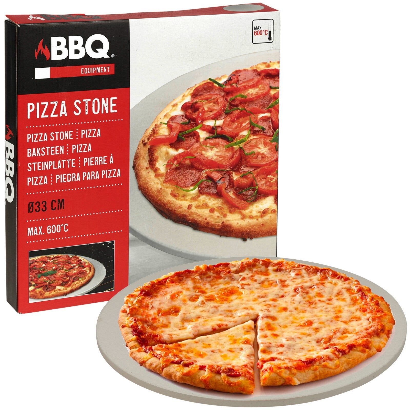 33Cm 600° round Crispy Pizza Baking Stone Barbecue Ceramic Serving Tray Board