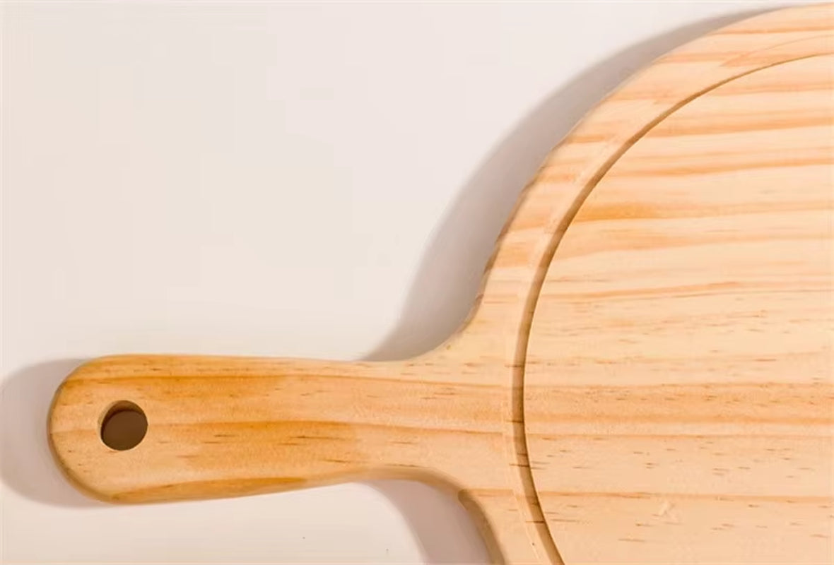 6 to 13Inch Wooden round Pizza Board with Hand Pizza Baking Tray Stone Cutting Board Platter Pizza Stone Cake Bakeware